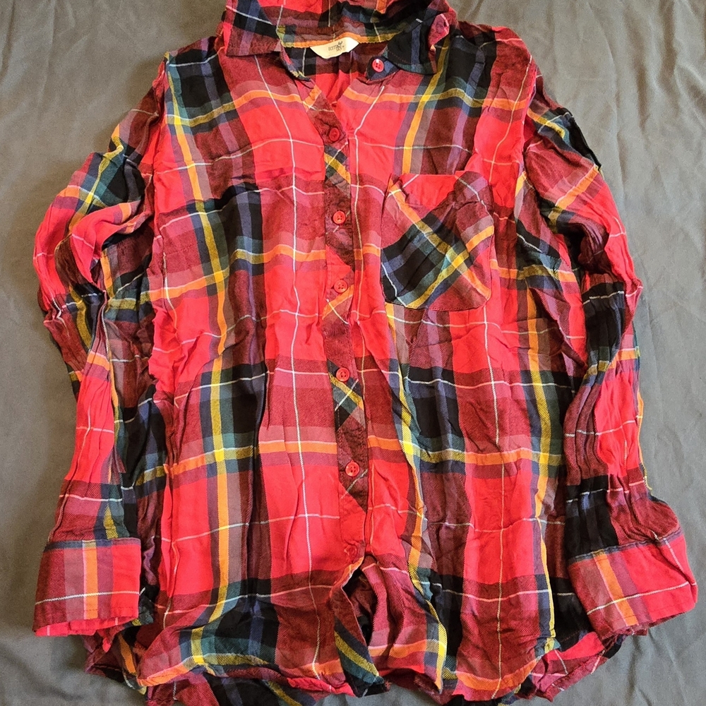 Terra & Sky Kids Plaid Shirt - Red, Black, and Yellow